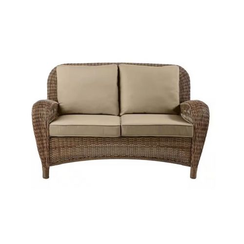 Hampton Bay Beacon Park Brown Wicker Outdoor Patio Loveseat