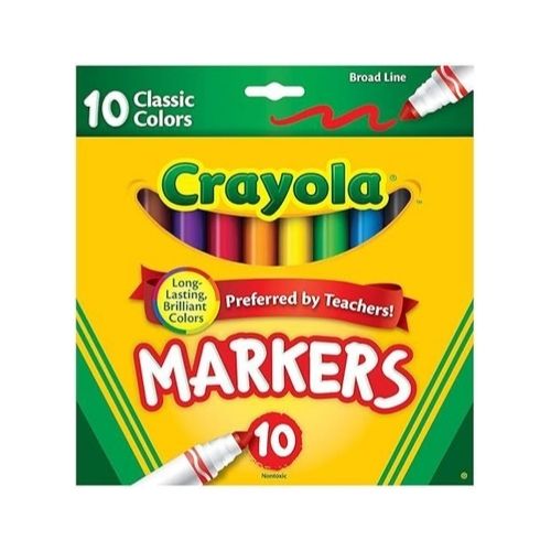 10 Count Crayola Broad Line Markers, Classic Colors