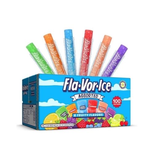 100 Count Fla-Vor-Ice Popsicle Variety Pack of 1.5 Oz Freezer Bars, Assorted Flavors