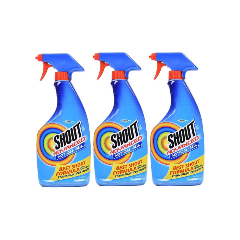 3 Spray Bottles of Shout Advanced Laundry Stain Remover Gel