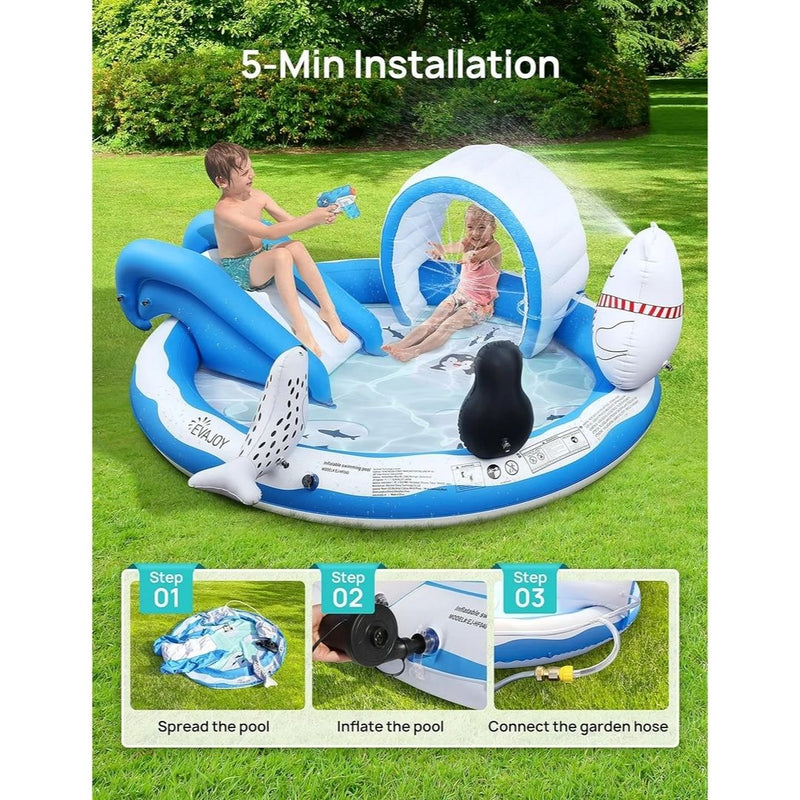 Inflatable Kiddie Pool with Slide