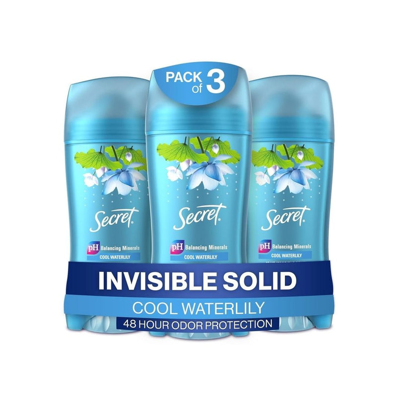 Pack of 3 Secret Invisible Solid Antiperspirant Deodorant