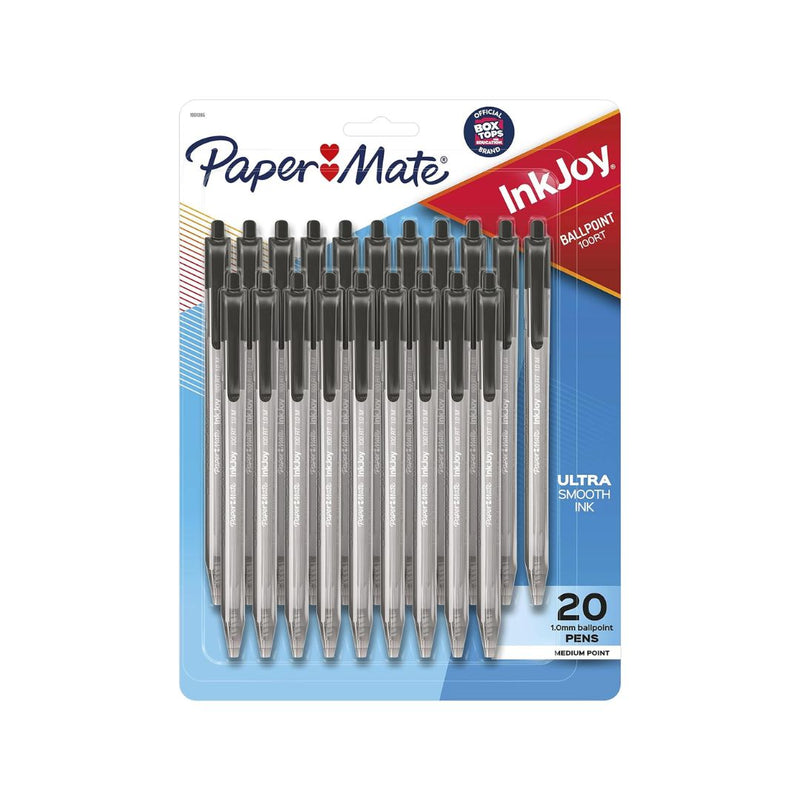 20-Count Paper Mate InkJoy 100RT Retractable Ballpoint Pens, Black