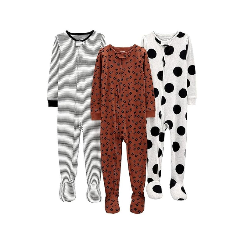 Simple Joys by Carter’s Girls’ 3-Pack Snug Fit Footed Cotton Pajamas