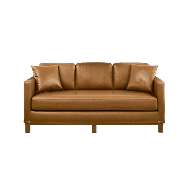 Faux Leather Upholstered Wood Base Sofa (3 Colors)