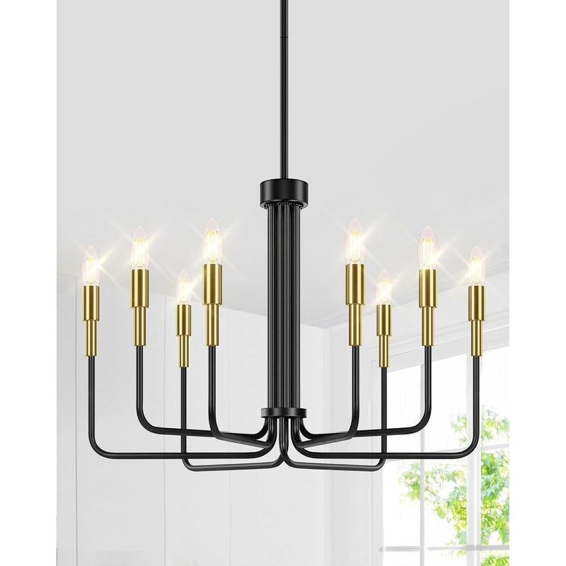 8-Light Black and Gold Modern Farmhouse Chandelier