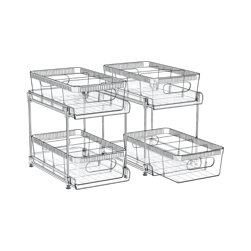 2-Pack 2-Tier Bathroom Storage Organizer with Dividers