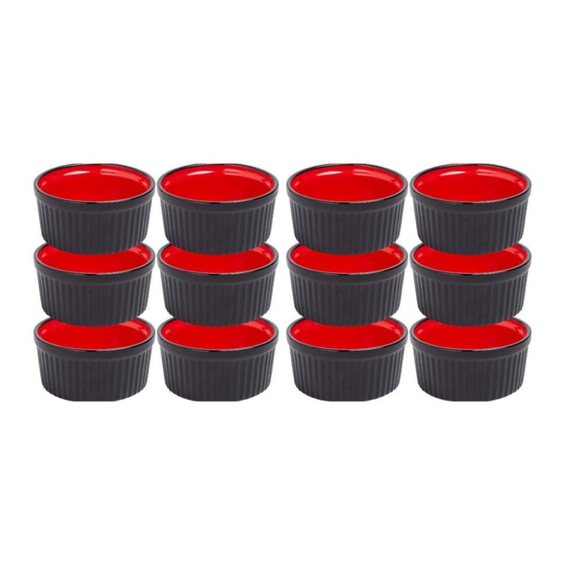 12 Bruntmor Black & Red Ceramic Ramekins