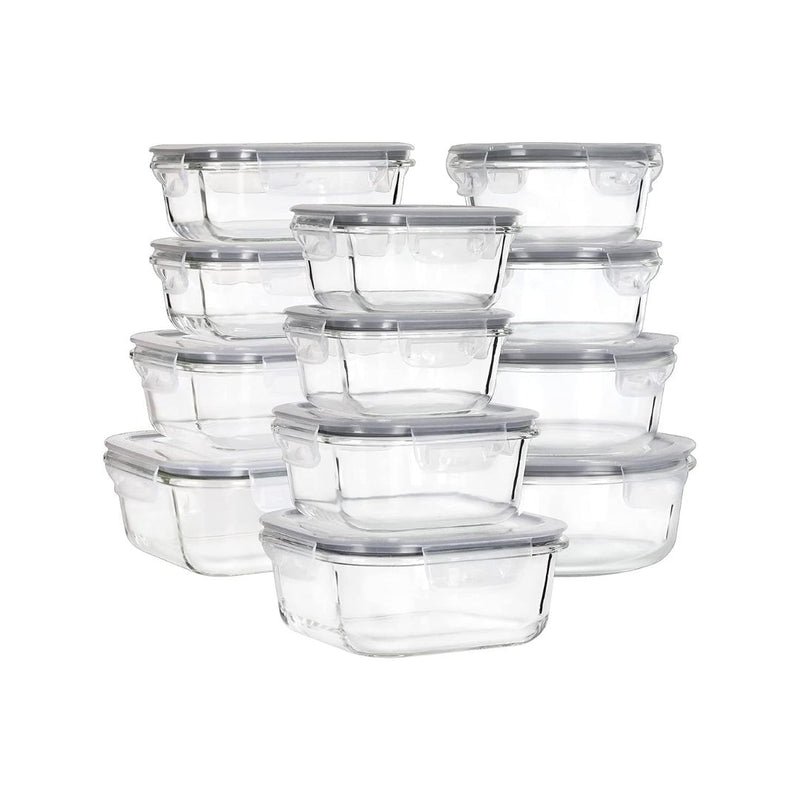 12-Pack Glass Food Storage Containers with Lids