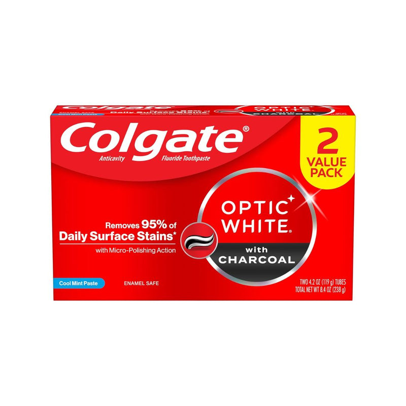 2 Tubes of Colgate Optic White Charcoal Whitening Toothpaste