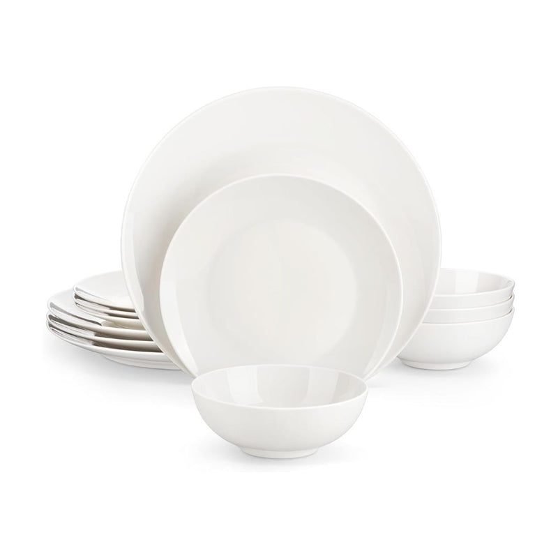 12-Pieces MALACASA Bone China Dinnerware Set
