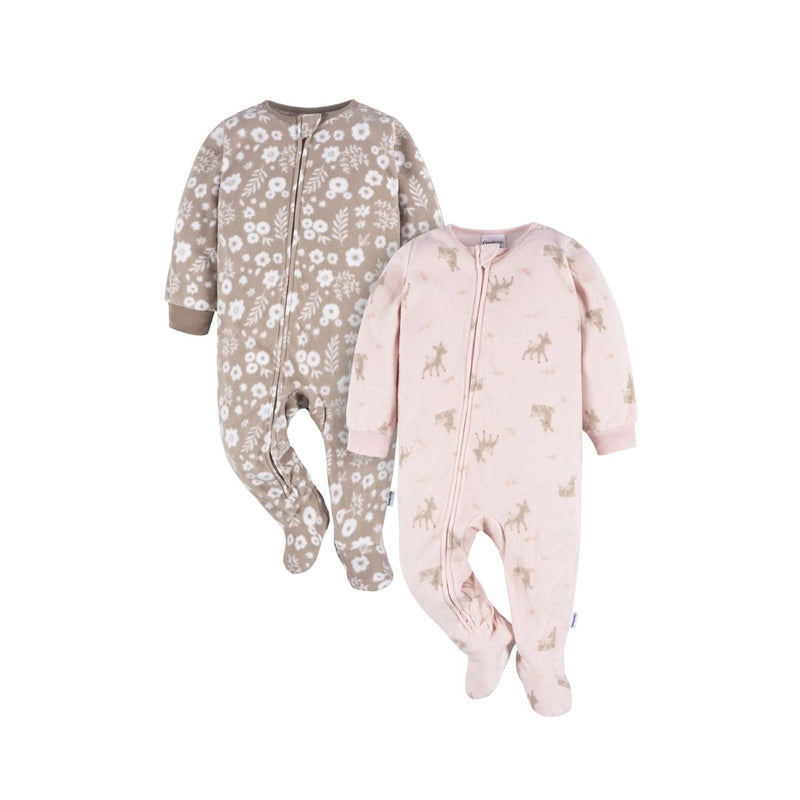2-Pk Gerber Baby and Toddler Microfleece Blanket Sleeper Pajamas (Many Styles)