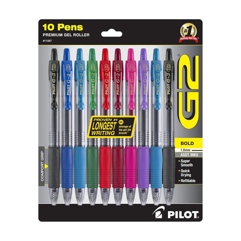 10-Pack PILOT G2 Premium Retractable Gel-Ink Pens