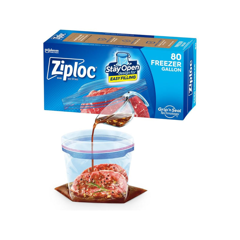 80 Ziploc Gallon Food Storage Freezer Bagss