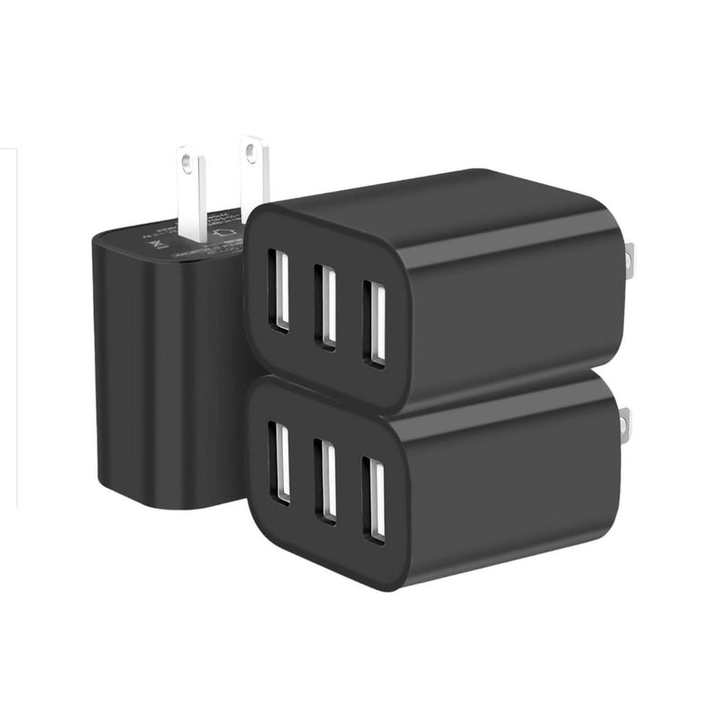 3 Pack 3-Port USB Wall Charger Block