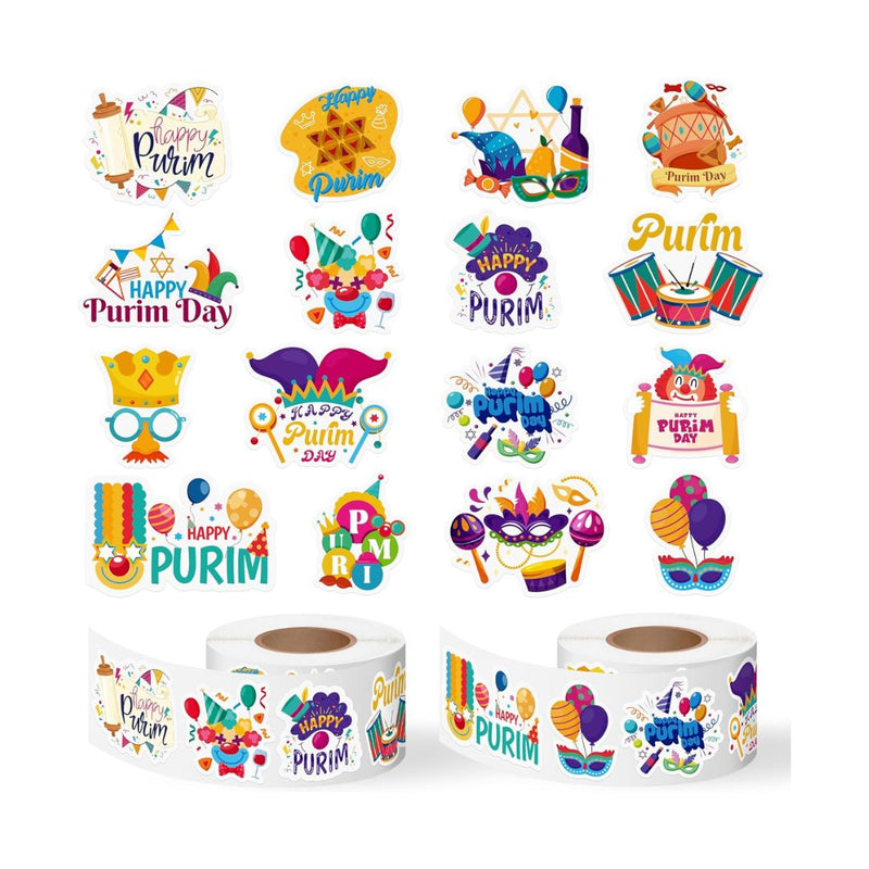 1,000 Pcs Happy Purim Stickers Roll