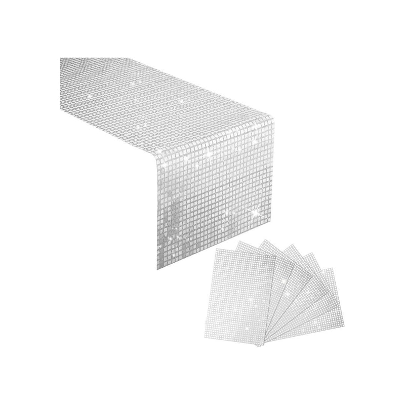 Glitter Disco Party Table Runner and 6 Pieces Placemats
