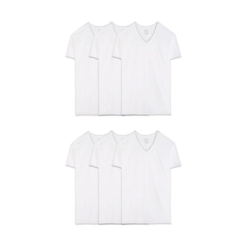 6 Fruit of the Loom Men’s Cotton Stay Tucked V-Neck T-Shirts