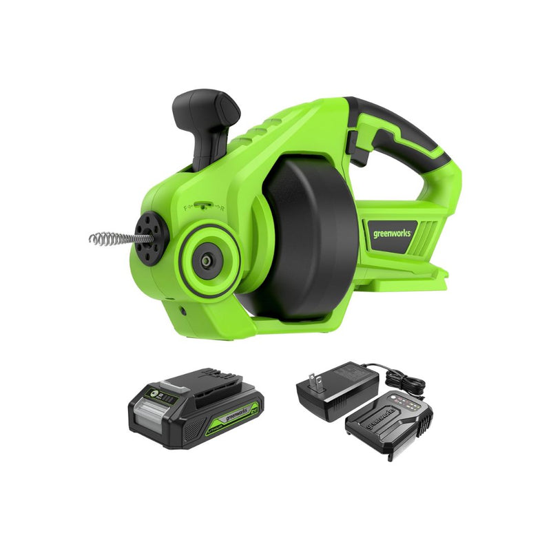 Greenworks 24V Cordless Drain Auger with Battery and Charger