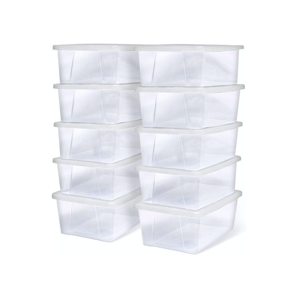 10-Pack Snaplock Plastic Storage Bins with Lids, 6 Quart