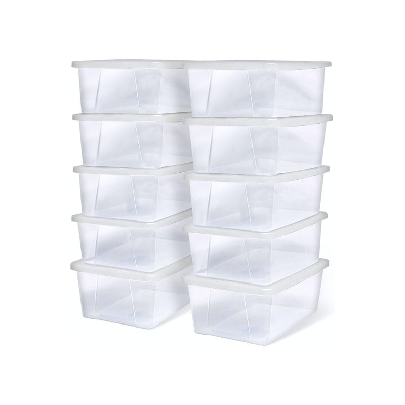 10-Pack Snaplock Plastic Storage Bins with Lids, 6 Quart