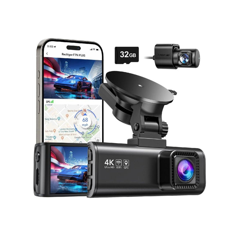 REDTIGER 4K Dash Cam Front and Rear with Wi-Fi & GPS
