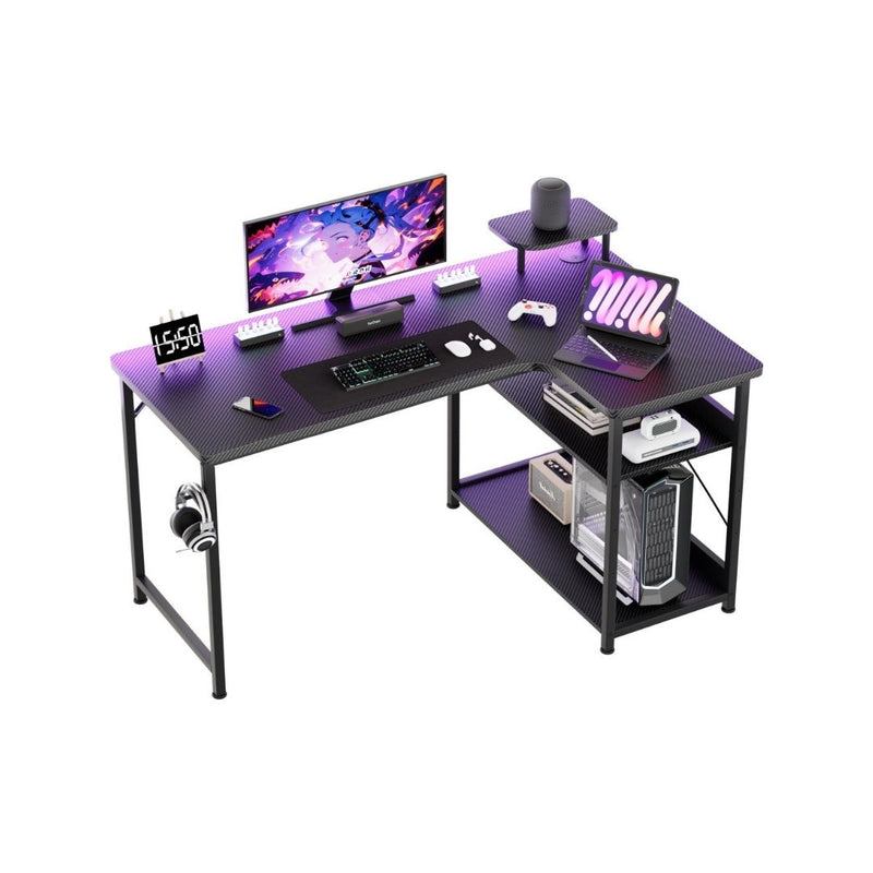 L-Shaped Desk with Adjustable Shelves