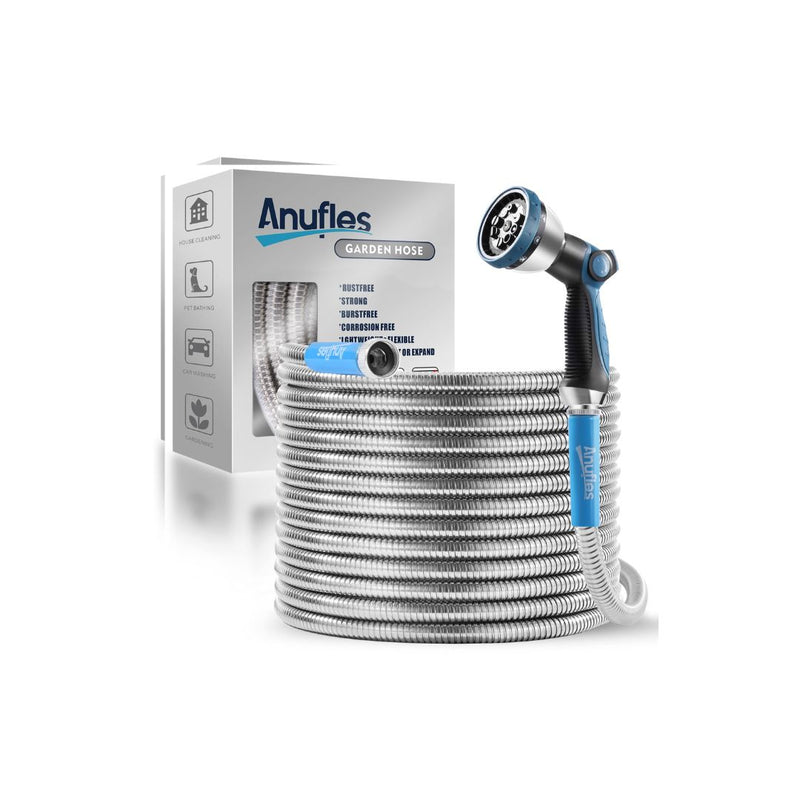 50FT Metal Garden Hose with Nozzle