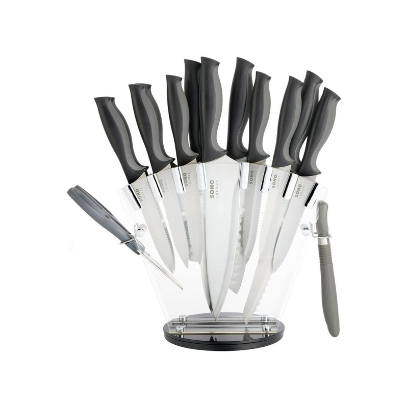 16-Pcs Gibson Soho Lounge Stainless Steel Kitchen Knife Set W/Acrylic Stand