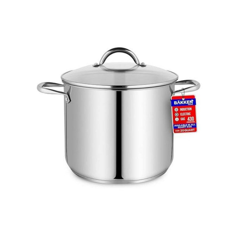 Bakken-Swiss Deluxe 20-Quart Stainless Steel Stockpot w/Tempered Glass Lid