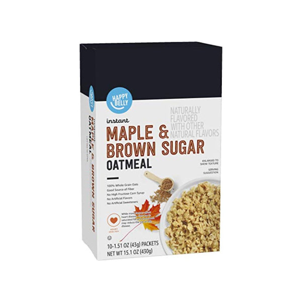10 Packets Of Happy Belly Instant Oatmeal Maple & Brown Sugar