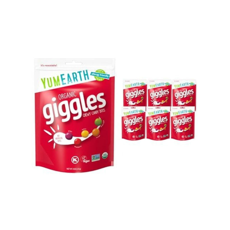 6 Pack Organic Giggles Chewy Vegan Candy Snacks