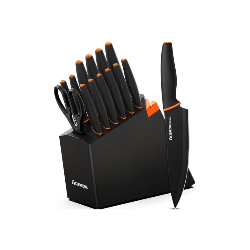 15-Pcs Kitchen Knife Set with Built-in Sharpener