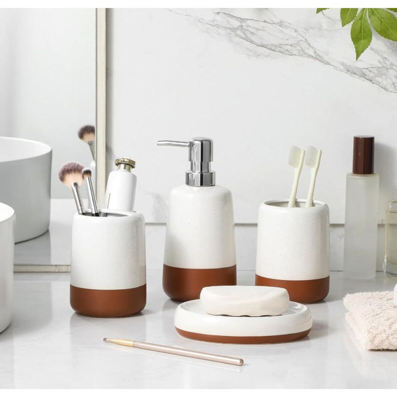 4-Pcs MALACASA Ceramic Bathroom Accessories Set