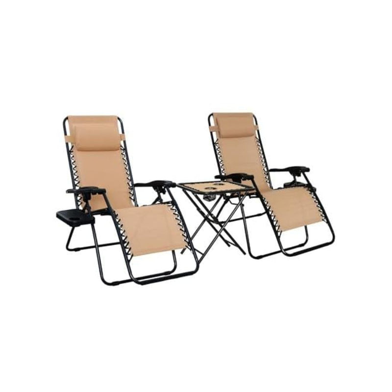 2 Pack Amazon Basics Zero Gravity Patio Lounge Chairs With Table