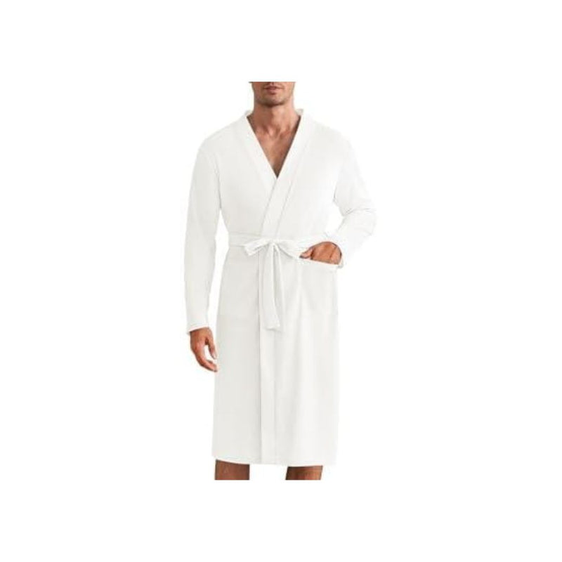 Men's Lightweight Waffle Knit Spa Bathrobe Kimono Robe