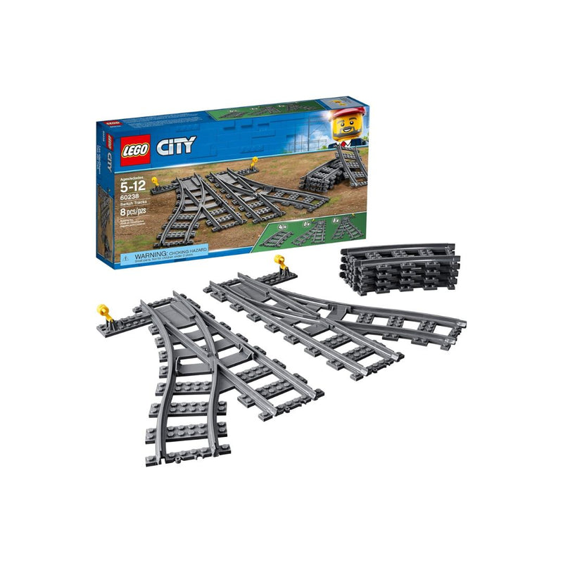 8-Pcs LEGO City Trains Switch Tracks