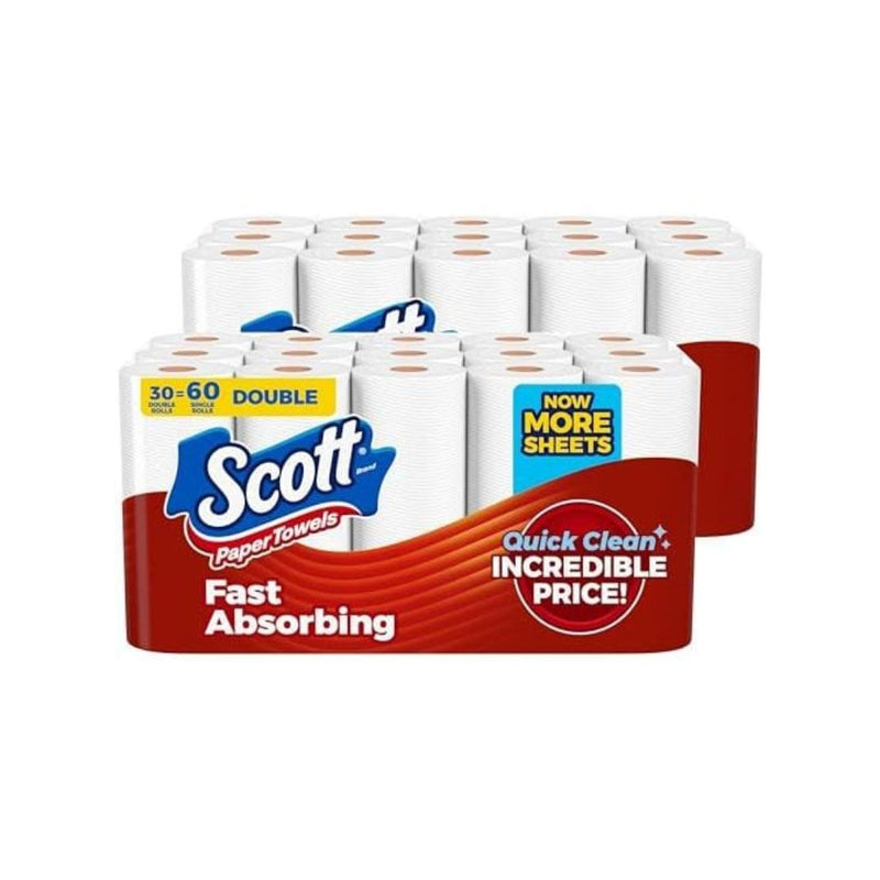 30 Double Rolls = 60 Regular Rolls Scott Paper Towels Choose-A-Sheet