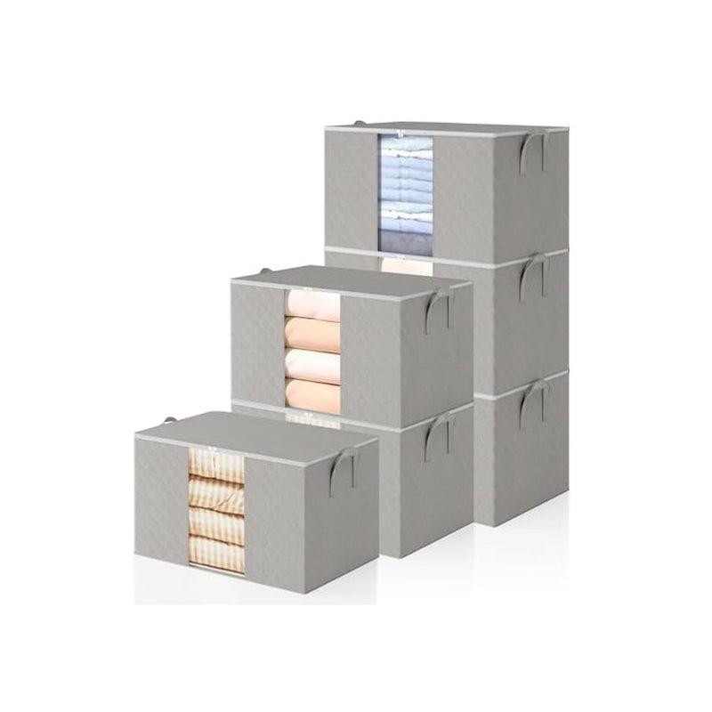 6 Pack Large Clothes Storage Bags with Lids