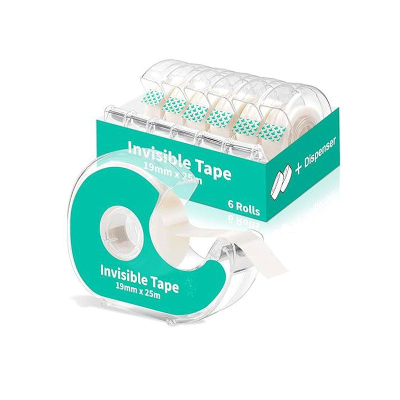 6-Pack Invisible Clear Tape Bulk with Dispenser