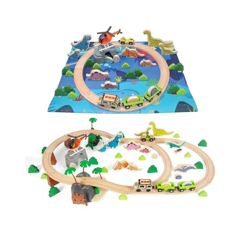 80 Piece Wooden Dinosaur Train Track Set