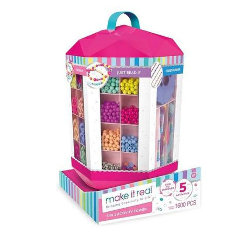 Make it Real 5 in 1 Bracelet Making Kit Activity Tower with Storage