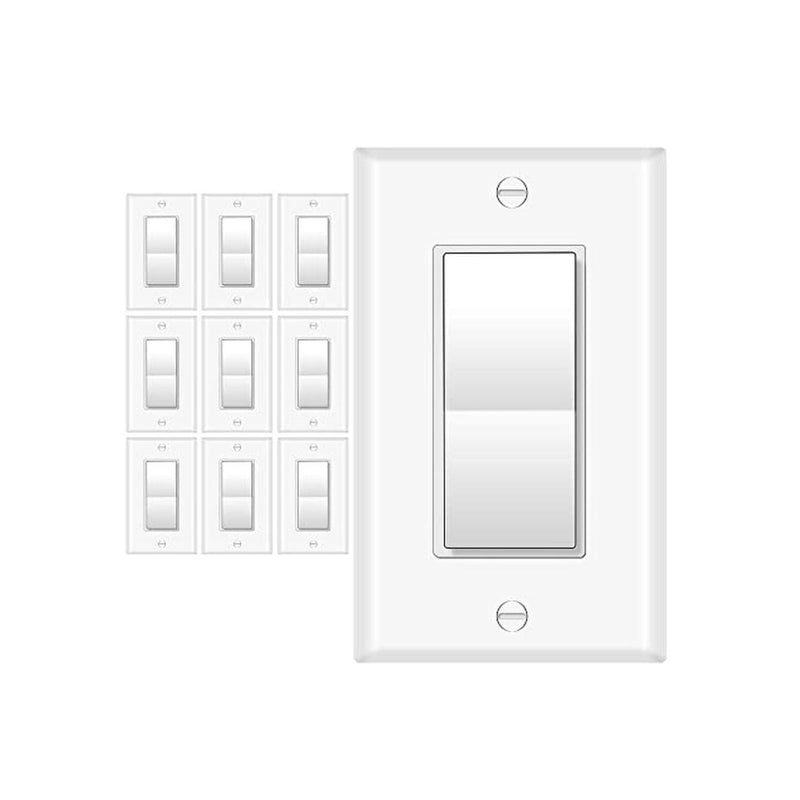 10 Pack 3 Way Paddle Rocker Light Switches