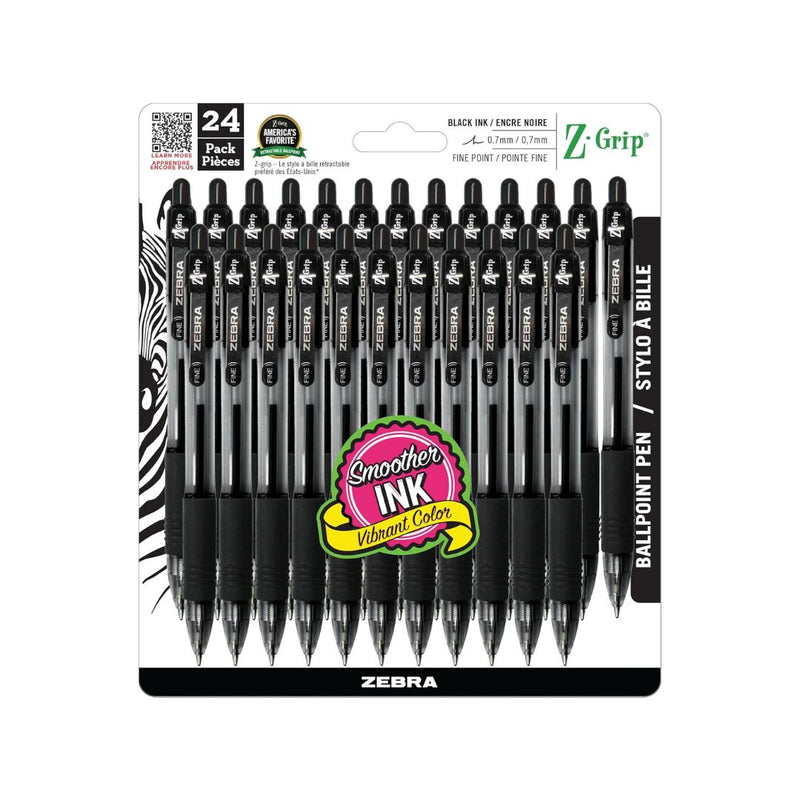 24 Zebra Pen Z-Grip Retractable Ballpoint Pens