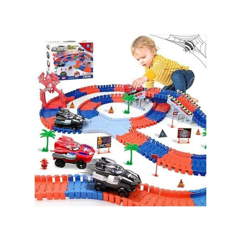 212-Pcs Race Car Track with 2 Spider Cars