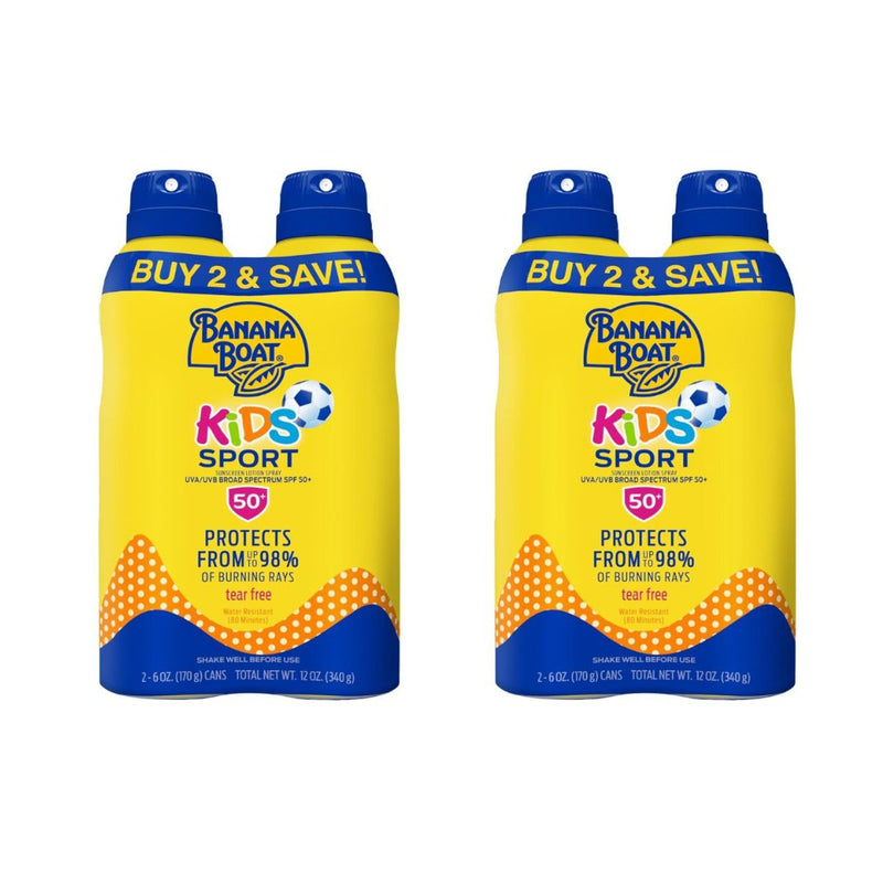 4 Cans of Banana Boat Sport Kids Sunscreen Spray SPF 50