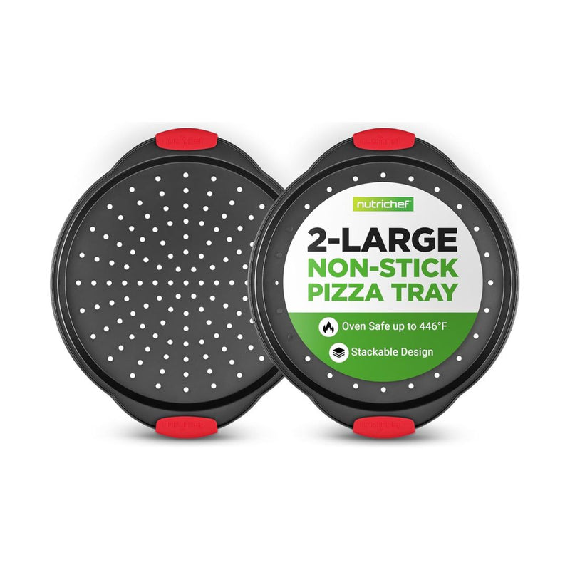 NutriChef 2-Piece 13-Inch Nonstick Pizza Tray