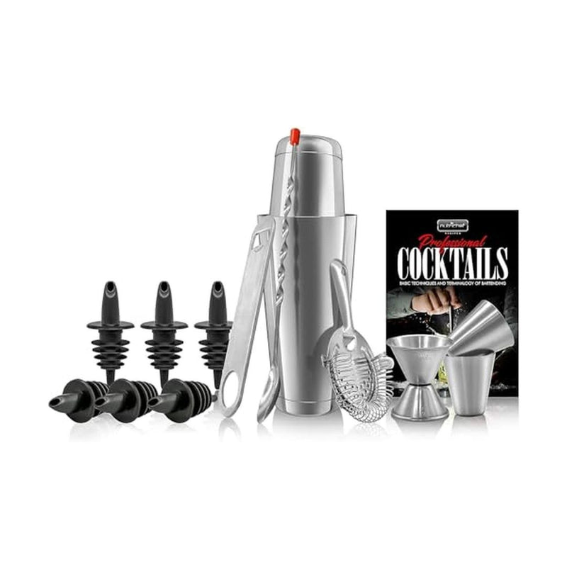 NutriChef 15 Piece Cocktail Shaker Bartender Kit Stainless Steel Set