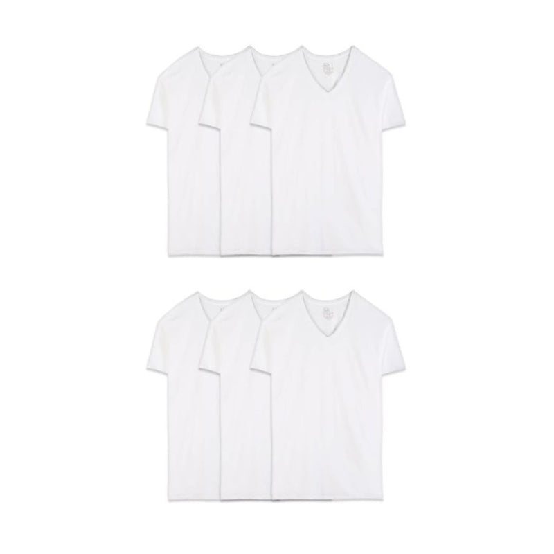 6 Fruit of the Loom Men's V-Neck Undershirts