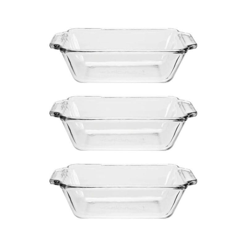 Set of 3 Anchor Hocking Glass Bread Pan, 1.5 Quart